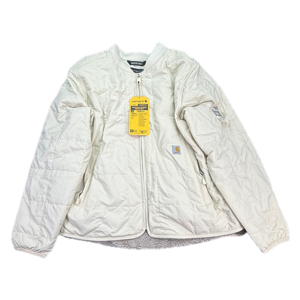Carhartt Rain Defender Insulated Jacket Womens XL Cream Sherpa Lined OJ6486-W